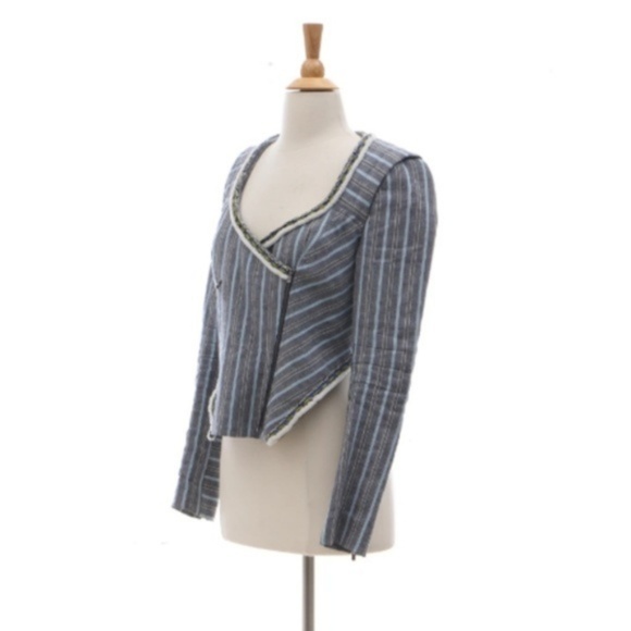 Rebecca Minkoff Striped Linen Blend Jacket - Picture 1 of 7